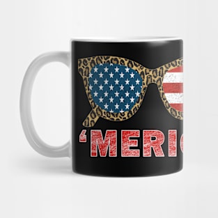 Funny 4th Of July Patriotic American Flag Sunglasses Independence Day Mug